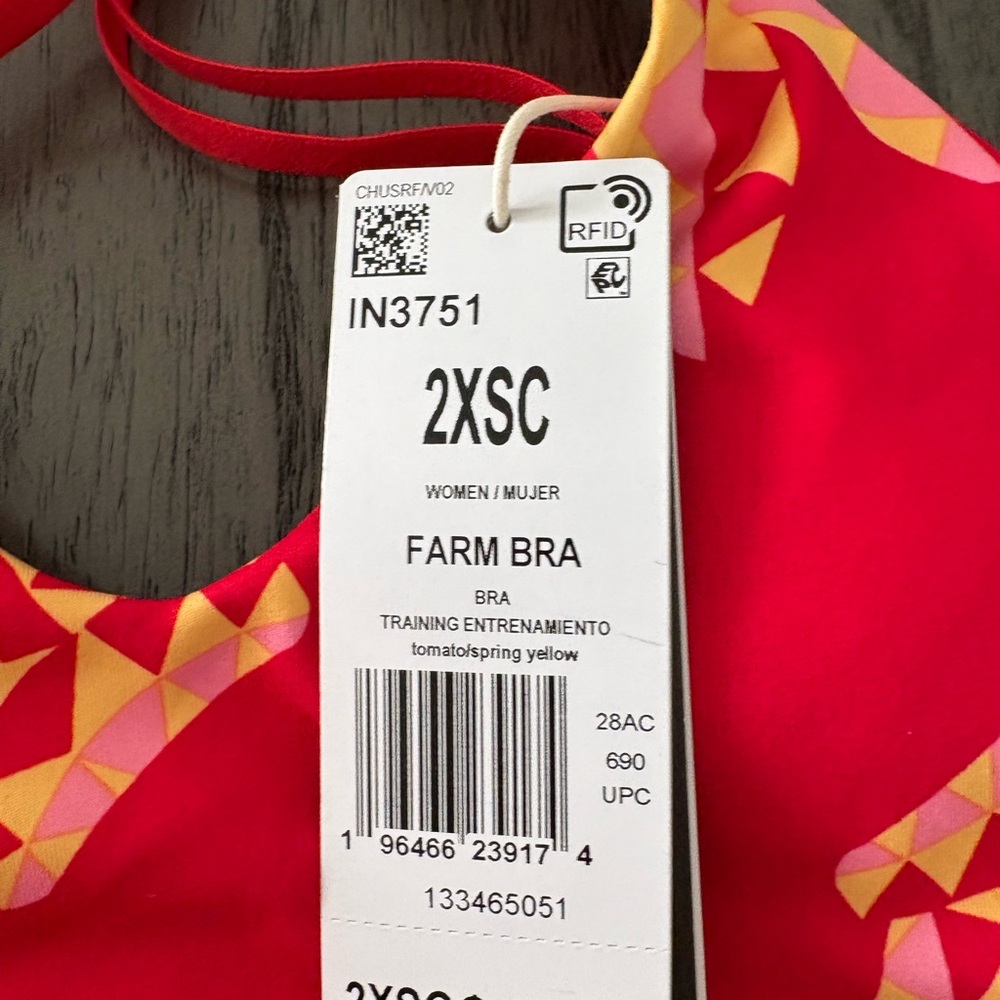 NWT Adidas Farm Rio Red and Yellow Sports Bra - Picture 4 of 9
